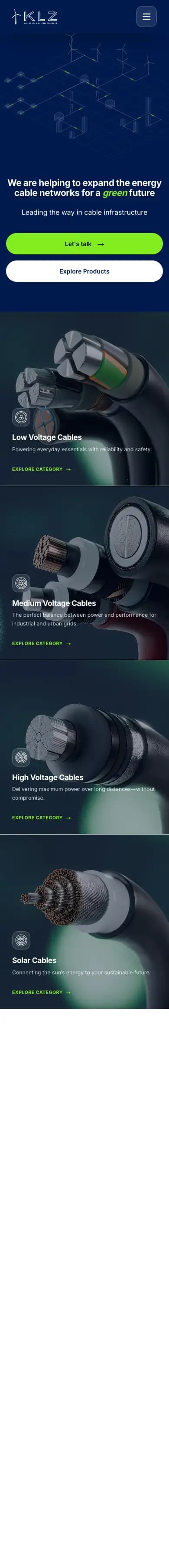 klz-cables.com on a phone